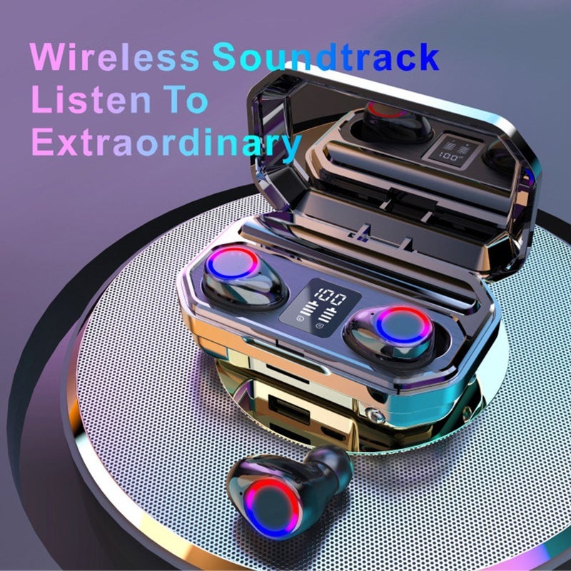 Generic - TWS Wireless Mini Smart Digital Display Bluetooth Earphones Black - Image 1