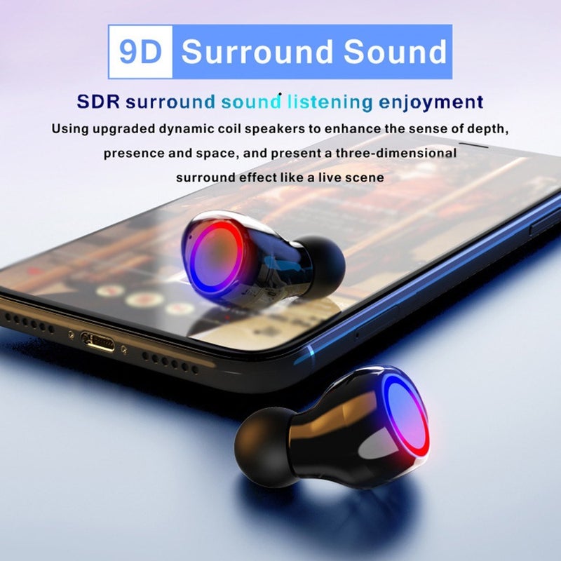 Generic - TWS Wireless Mini Smart Digital Display Bluetooth Earphones Black - Image 1
