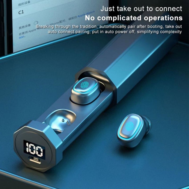 Generic - TWS Wireless Waterproof Sport Earbuds With Voice Assistant Black - Image 1
