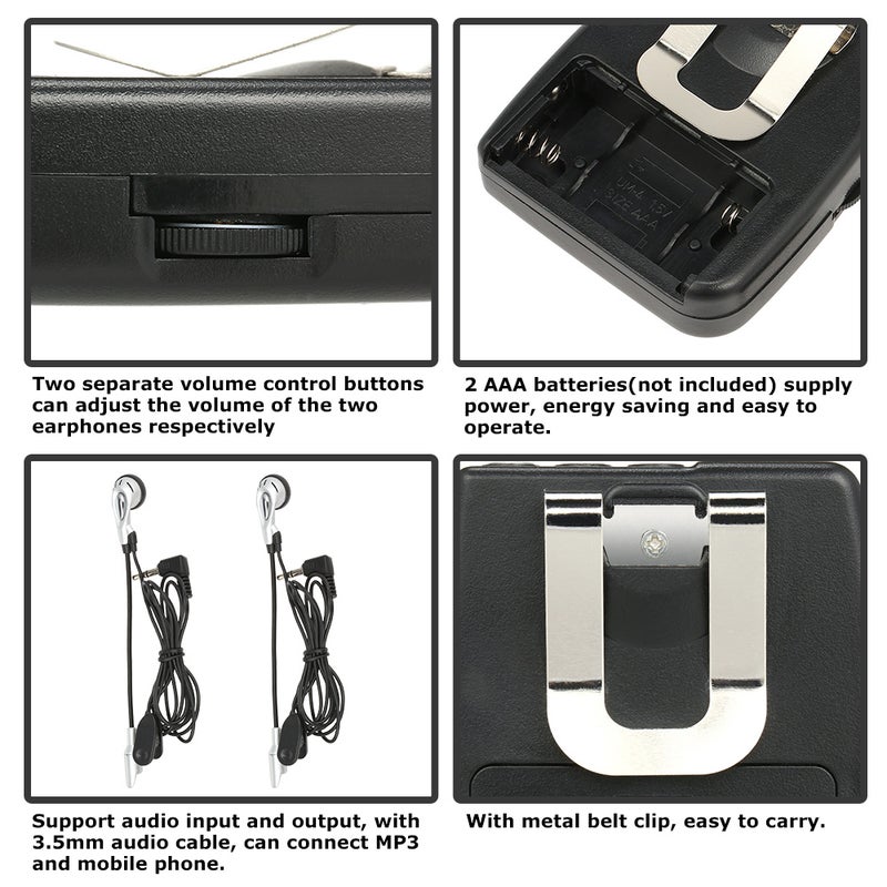 Motorcycle Helmet 2 Way Intercom Headphones With Mic Black