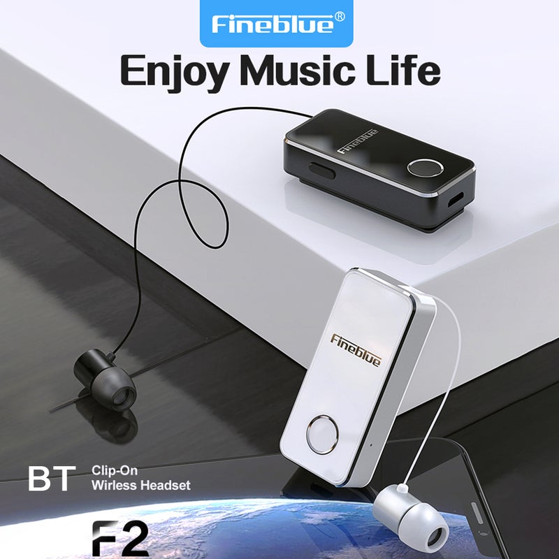 Fineblue - Wireless Bluetooth Wear Clip Earphone Black - Image 1
