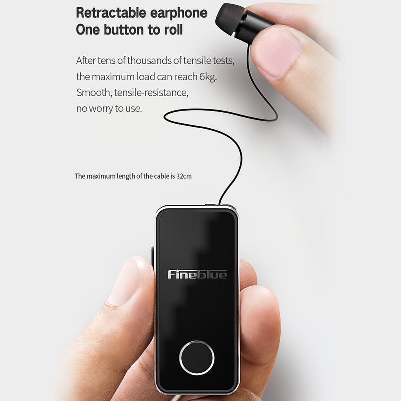 Fineblue - Wireless Bluetooth Wear Clip Earphone Black - Image 1