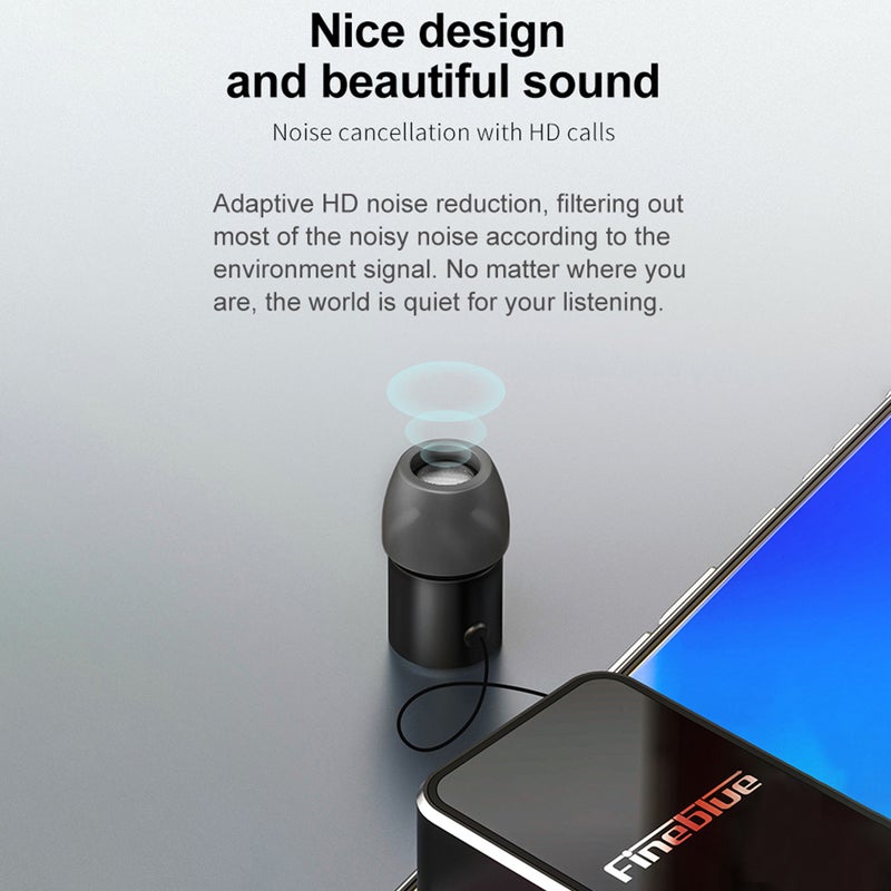 Fineblue - Wireless Bluetooth Wear Clip Earphone Black - Image 1
