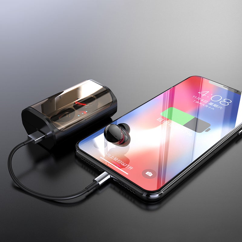 Generic - TWS T8 Waterproof Wireless Bluetooth Stereo Earbuds With Dual Mic Black - Image 1