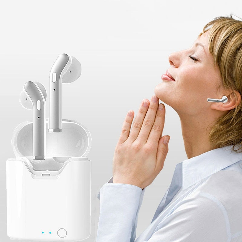Generic - TWS Wireless Invisible Touch Bluetooth Headphones White - Image 1