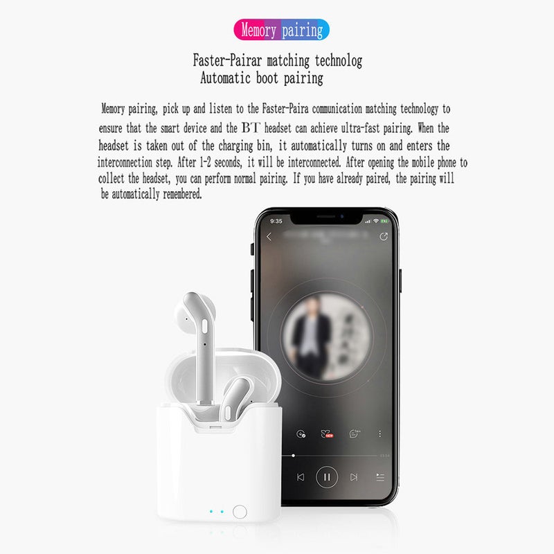 Generic - TWS Wireless Invisible Touch Bluetooth Headphones White - Image 1