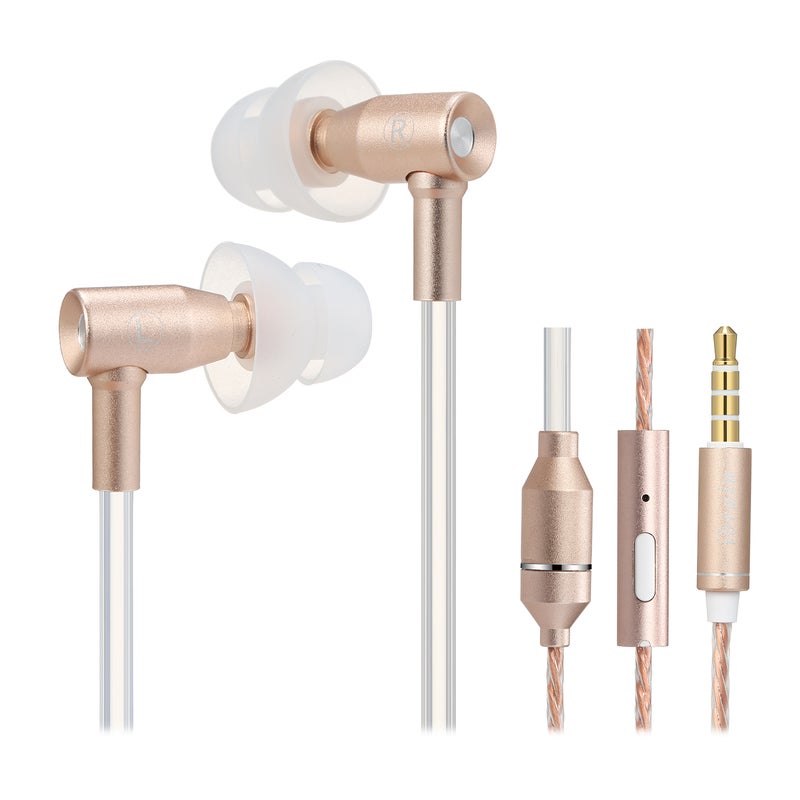 Air Tube Anti-Radiation Wired Headphones Gold  - Image 1