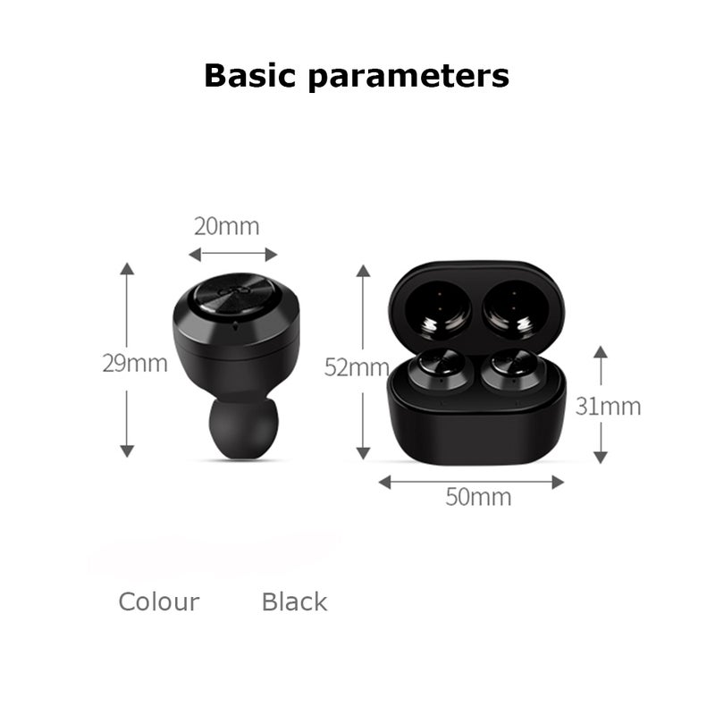 Generic - TWS In-Ear Wireless Bluetooth Earphone Earbuds With Mic LED Display Black - Image 1