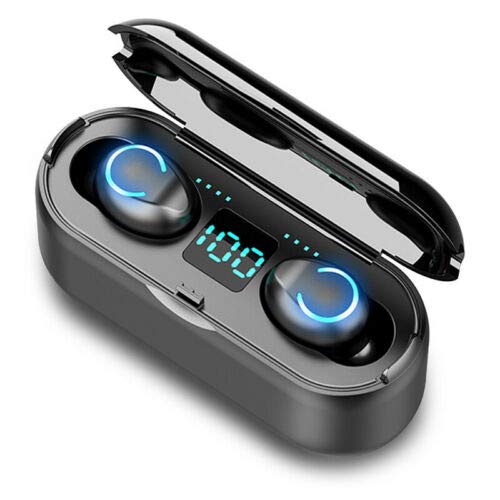 F9 In-Ear Waterproof Wireless Bluetooth Stereo Earbuds With Mic And Digital Display Case Black - Image 1