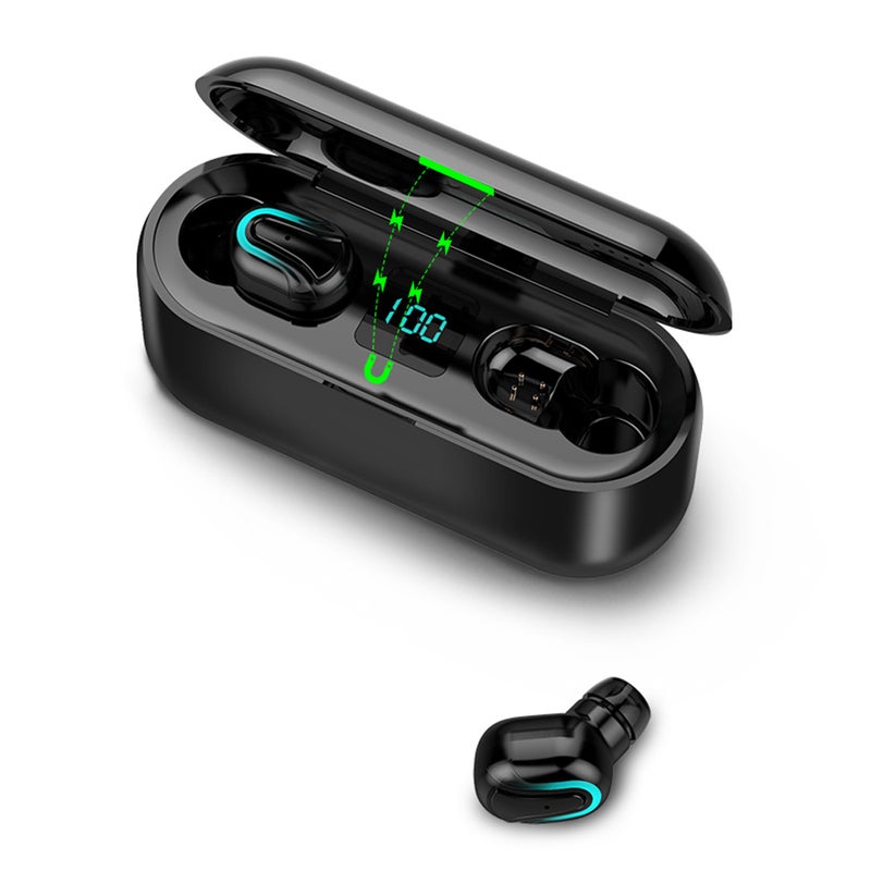 TWS Wireless Stereo Digital Display Bluetooth Earphones White