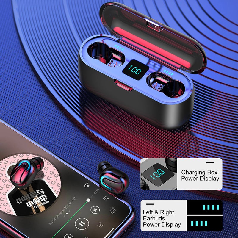 TWS Wireless Stereo Digital Display Bluetooth Earphones White