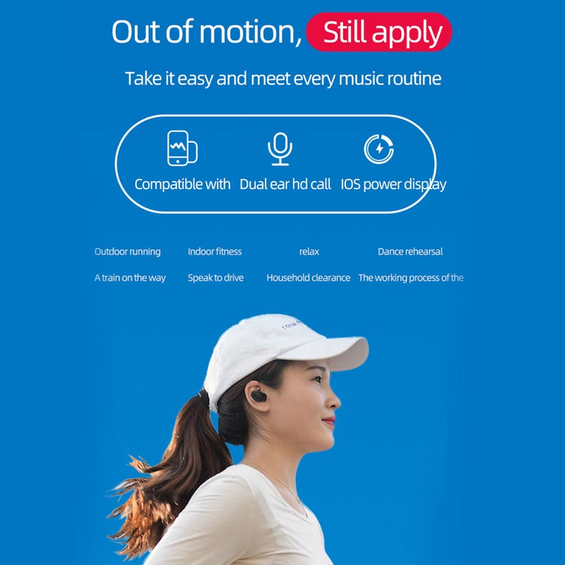 A6S In-Ear Mini TWS Wireless Bluetooth Earbuds With Mic Black - Image 5