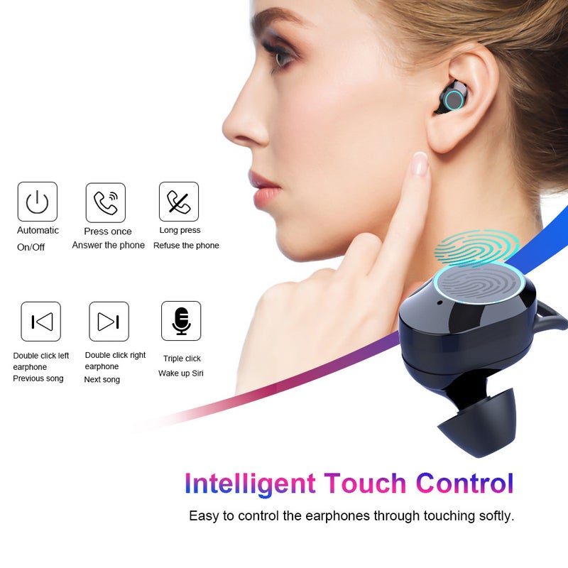 Generic - G02 TWS Wireless Bluetooth Stereo Earbuds With Mic and Charging Case Black - Image 1