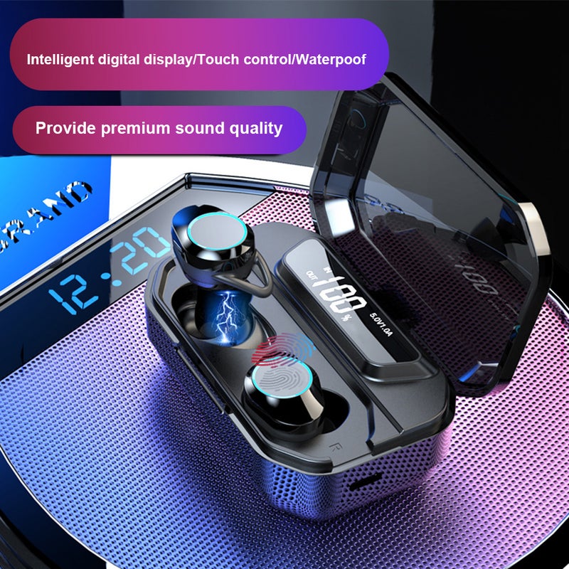 Generic - G02 TWS Wireless Bluetooth Stereo Earbuds With Mic and Charging Case Black - Image 1