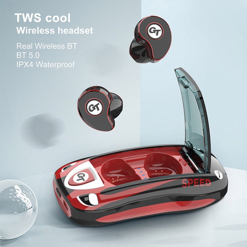 T911 Wireless Mini In-Ear Earphones With Charging Case Black/Red - Image 2