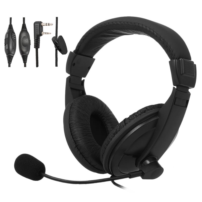 PTT VOX Over-Ear Walkie Talkie Noise Reduction Two Pin K Plug Headset With Mic Black  - Image 2