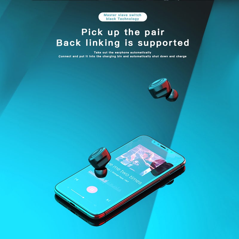 A6 True Bluetooth Wireless Waterproof In-Ear Earbuds Black - Image 3
