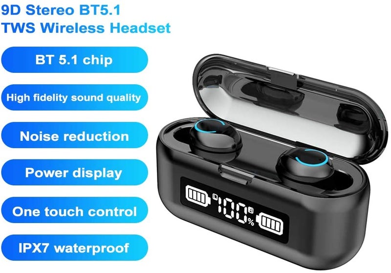 Generic TWS Bluetooth Wireless In-Ear Earbuds Black  - Image 1