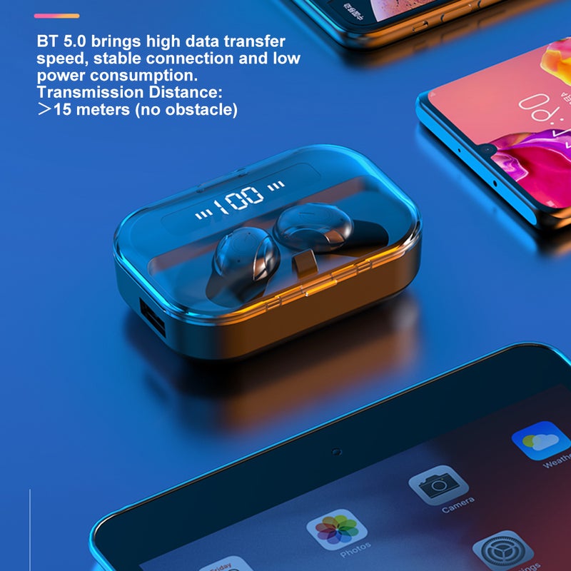 T11 TWS Led Display Bluetooth Wireless In-Ear Earburds With Microphone Black - Image 4