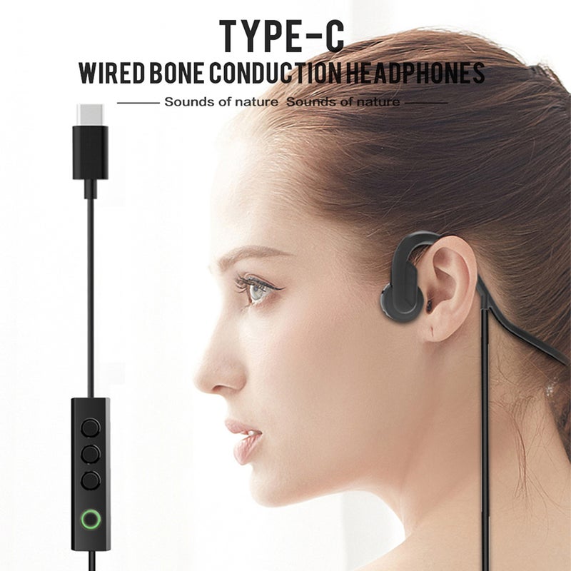 Generic Type C Wired Open Ear Bone Conduction Headphone Orange/Black  - Image 4