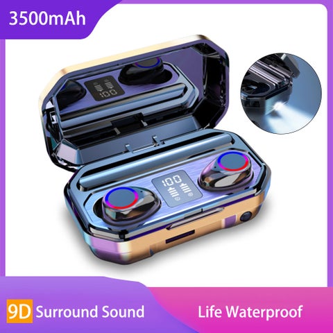 M12 LEDs Digtal Display Bluetooth Wireless In-Ear Earphone With Microphone Black