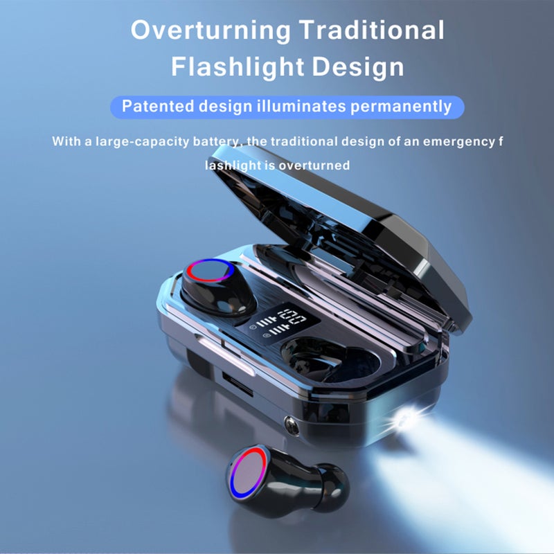 docooler - M12 LEDs Digtal Display Bluetooth Wireless In-Ear Earphone With Microphone White - Image 1