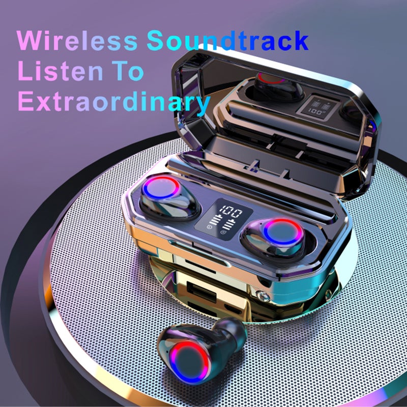 docooler - M12 LEDs Digtal Display Bluetooth Wireless In-Ear Earphone With Microphone White - Image 1
