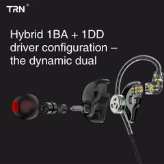 TRN ST1 1DD 1BA Hybrid Bluetooth In-Ear Earphone Blue/Black  - Image 5
