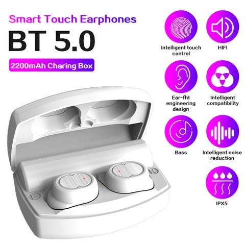 TWS-8Plus Sports Wireless In-Ear Earbuds With Charging Case White