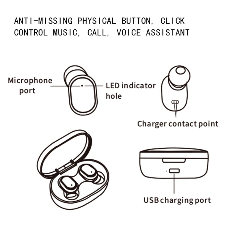 Generic - TWS-F2 Sports Wireless In-Ear Earbuds With Case Black - Image 1