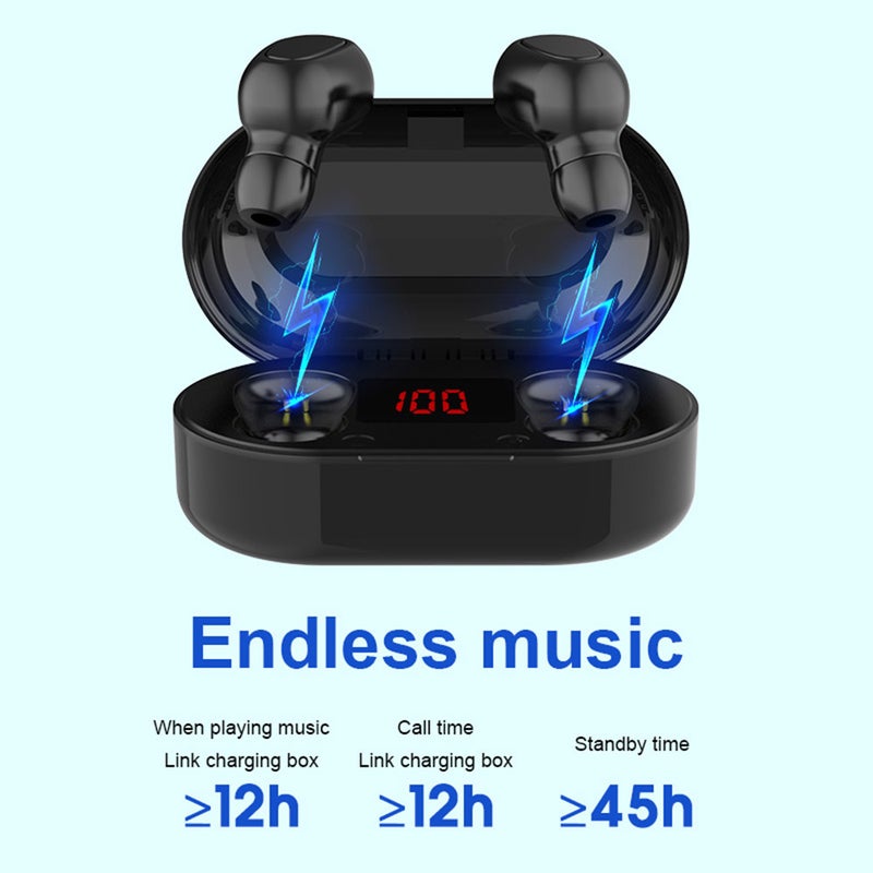 Generic - L22 TWS LED Display Wireless In-Ear Earbuds With Charging Case Black - Image 1