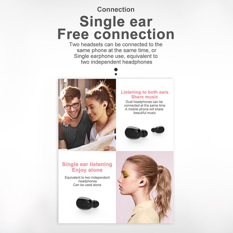 Generic - L22 TWS Wireless In-Ear Earbuds With Charging Case Black - Image 1
