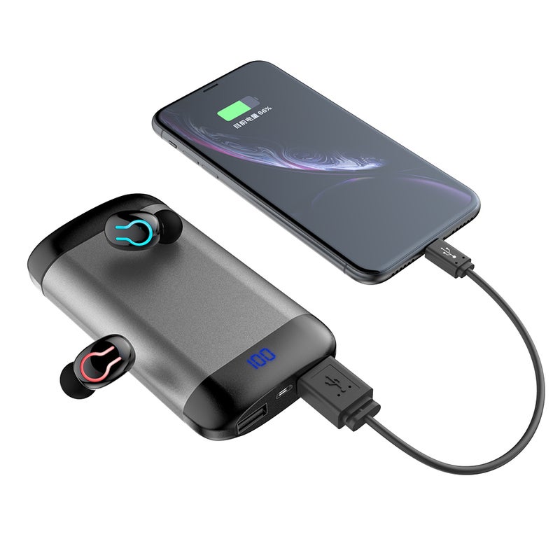 Generic - HBQ-Q66 True Wireless Bluetooth 5.0+EDR TWS Earbuds Mini Sports In-Ear Headset With Dual Mic Grey - Image 1