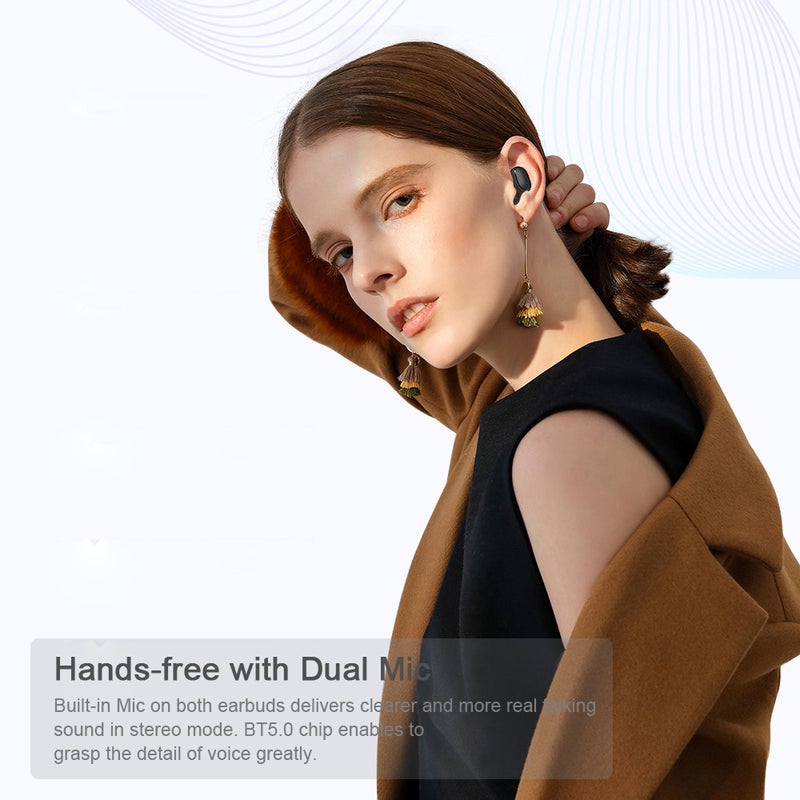 Generic - True Wireless Headphones Bluetooth 5.0 TWS In-Ear Earbuds Black - Image 1
