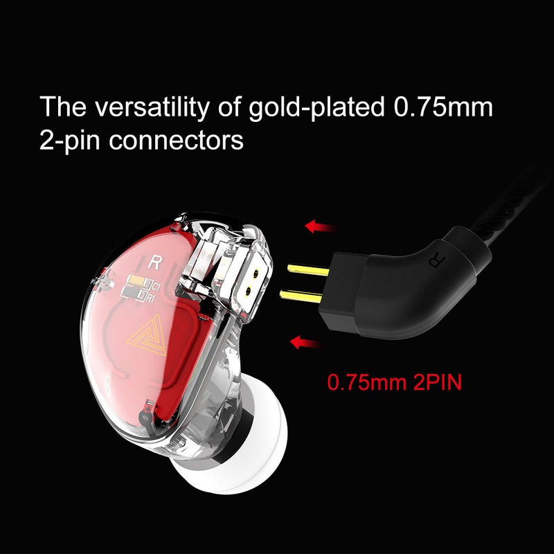 QKZ - VK5 Balanced 4DD Dynamic HiFi Mega Bass In-Ear Earphones With HD Microphone Red - Image 1