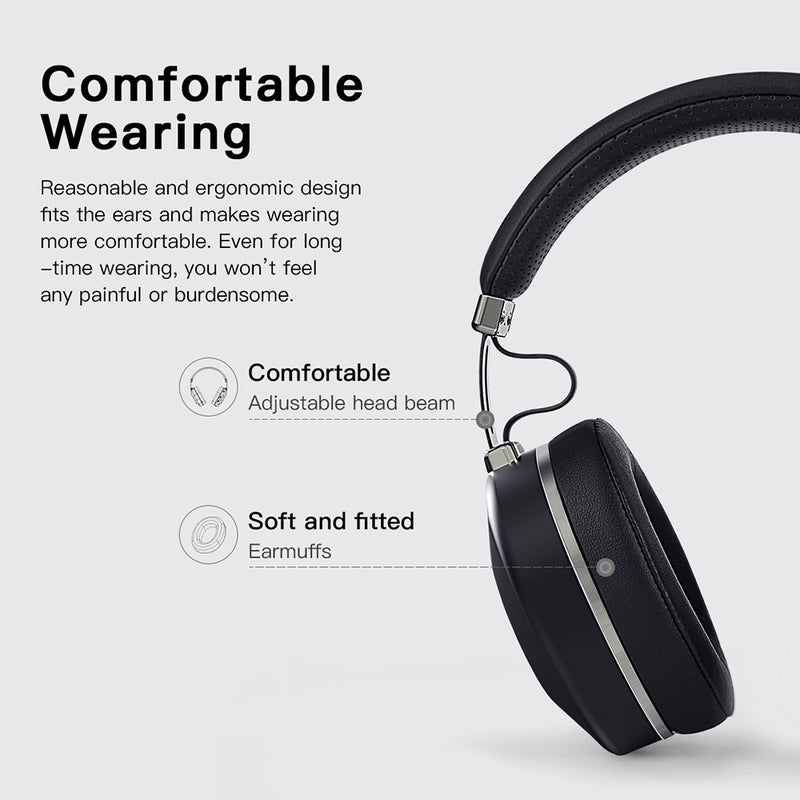 Bluedio - H2 Wireless On-Ear Headphones with Touch Control Face Recognition Support Micro SD Card Black - Image 1