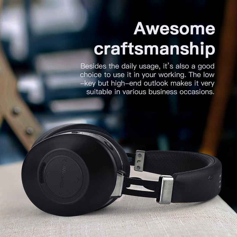 Bluedio - H2 Wireless On-Ear Headphones with Touch Control Face Recognition Support Micro SD Card Black - Image 1