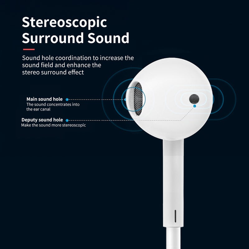 OPPO Wired In-Ear Earphones For OPPO R17 Reno R15 R11 White - Image 4