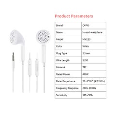 OPPO Wired In-Ear Earphones For OPPO R17 R15 R11 R11 R9 White  - Image 4