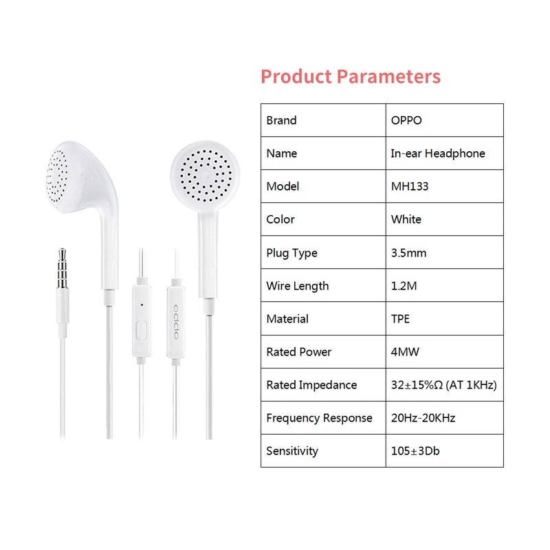 OPPO Wired In-Ear Earphones For OPPO R17 R15 R11 R11 R9 White - Image 4