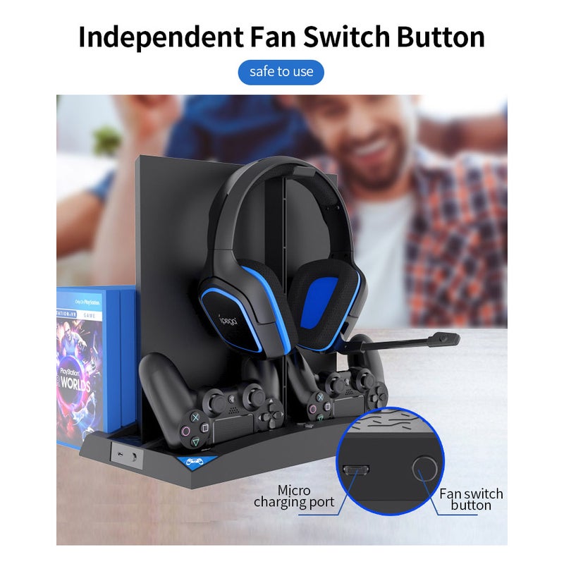 أبيجا قاعدة شحن لحامل سماعات الرأس وقاعدة شحن لجهاز PS4/PS4 Slim/PS4 PRO - لاسلكي  - Image 2
