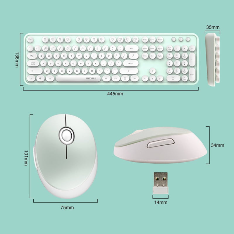 Generic Cordless Mechanical Round Cap Desktop Keyboard And Mouse Set Multicolour  - Image 5