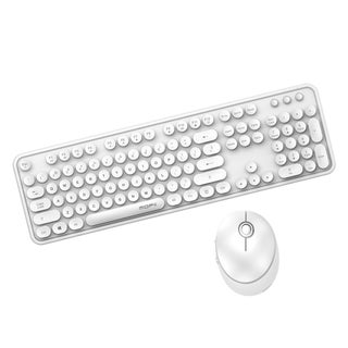 Cordless Mechanical Round Cap Desktop Keyboard And Mouse Set White - v1601482231/N40674507A_1