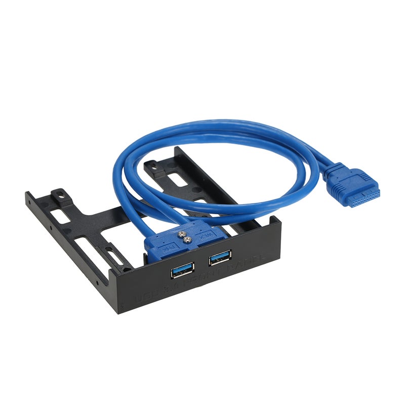 Front Panel Hub 2 Port Expansion Bay 20 Pin to USB 3.0 Adapter Bracket Black