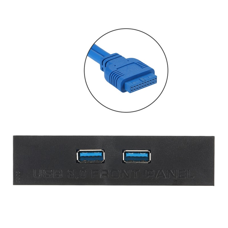 Front Panel Hub 2 Port Expansion Bay 20 Pin to USB 3.0 Adapter Bracket Black