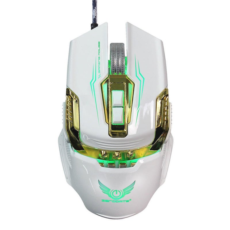ZERODATE X900 Breathing Light Ergonomic 7 Buttons Wired USB Mechanical Gaming Mouse White - Image 1