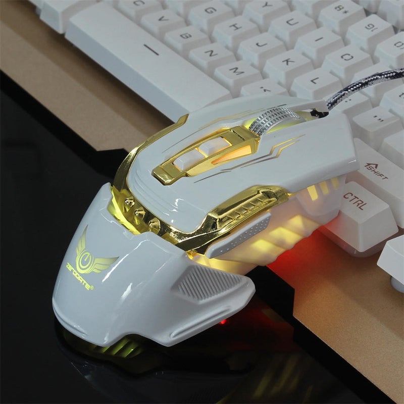 ZERODATE X900 Breathing Light Ergonomic 7 Buttons Wired USB Mechanical Gaming Mouse White - Image 2