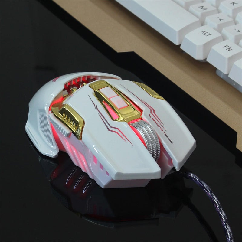 ZERODATE X900 Breathing Light Ergonomic 7 Buttons Wired USB Mechanical Gaming Mouse White - Image 3