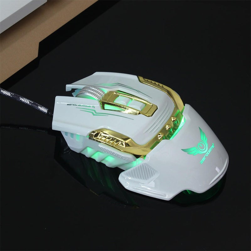 ZERODATE X900 Breathing Light Ergonomic 7 Buttons Wired USB Mechanical Gaming Mouse White - Image 4