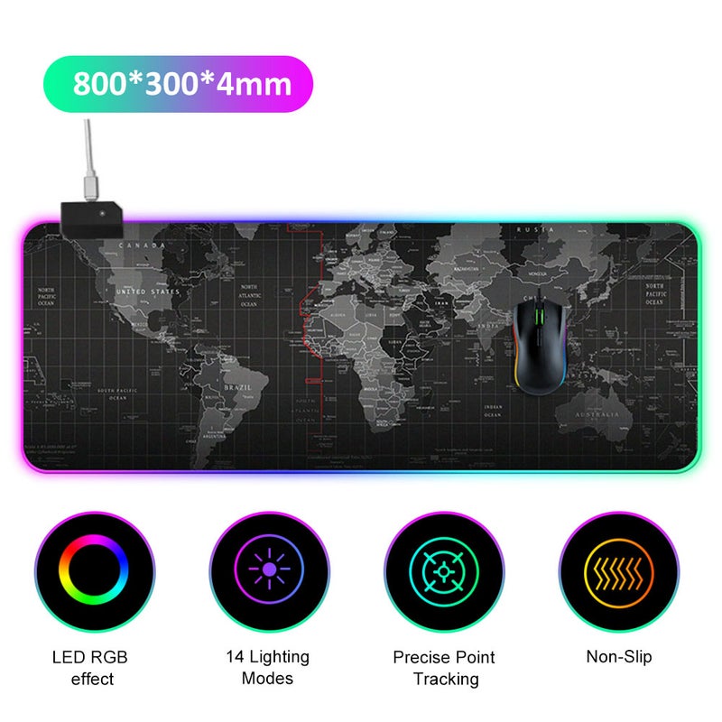 LEDs RGB 14 Lighting Modes Soft Extended Non Slip Gaming Mousepad  - Image 1